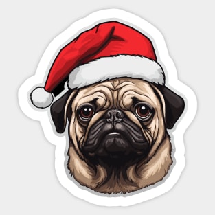 Santa Pug Face - Funny Pug Christmas Sticker